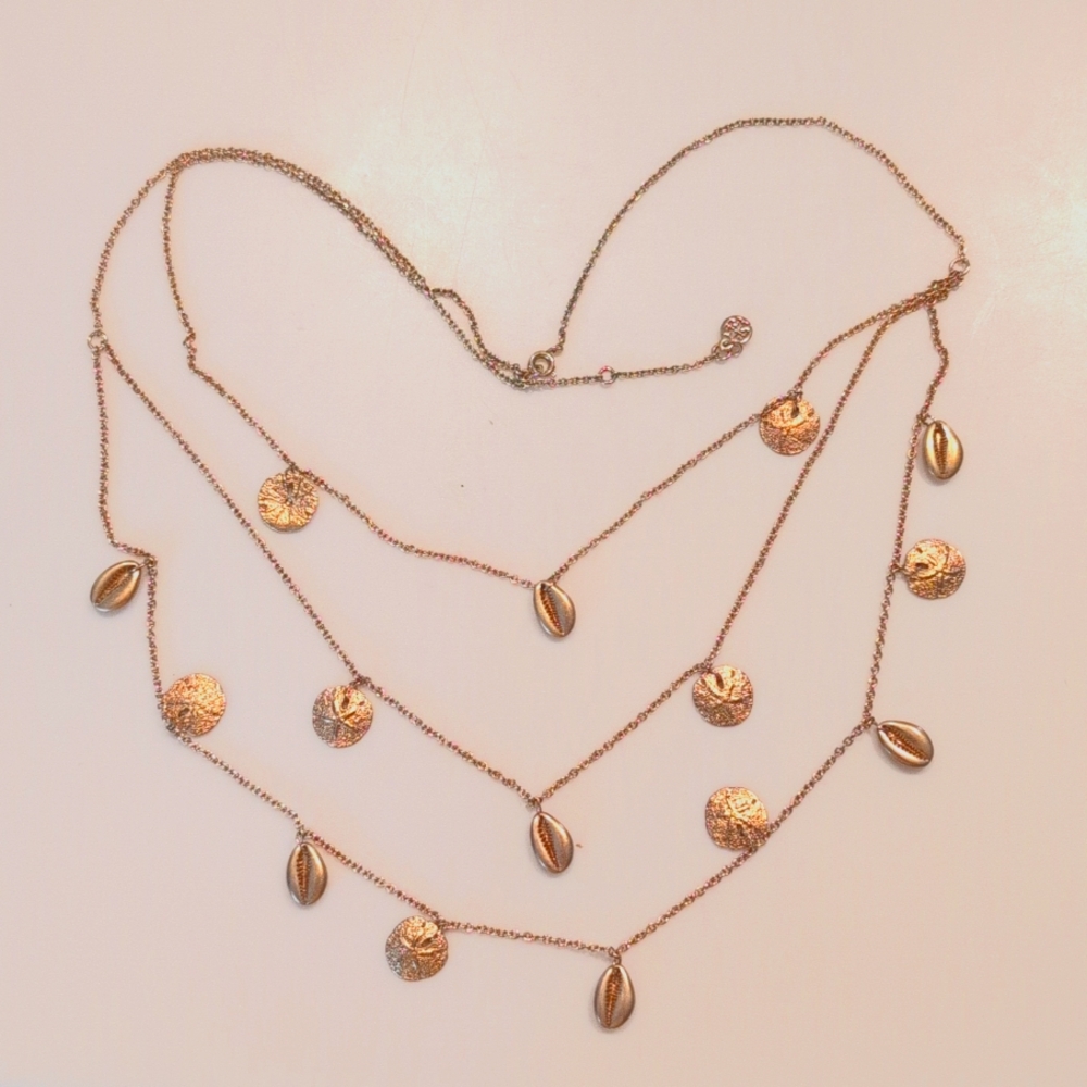 CLOSING SHOP TORY BURCH• Triple Layered Necklace Shell & Sand Dollars NWOT